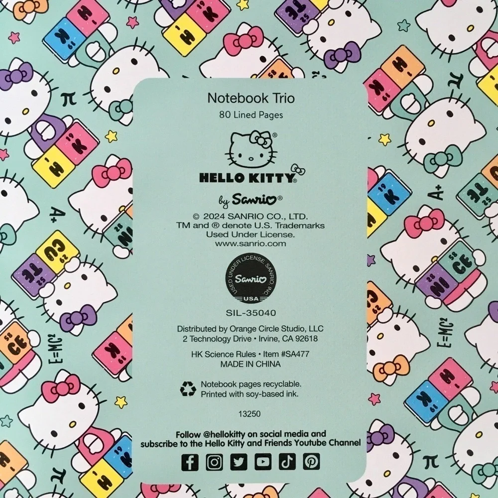 Hello Kitty “HK” Notebook, Blue, 80 lined pages